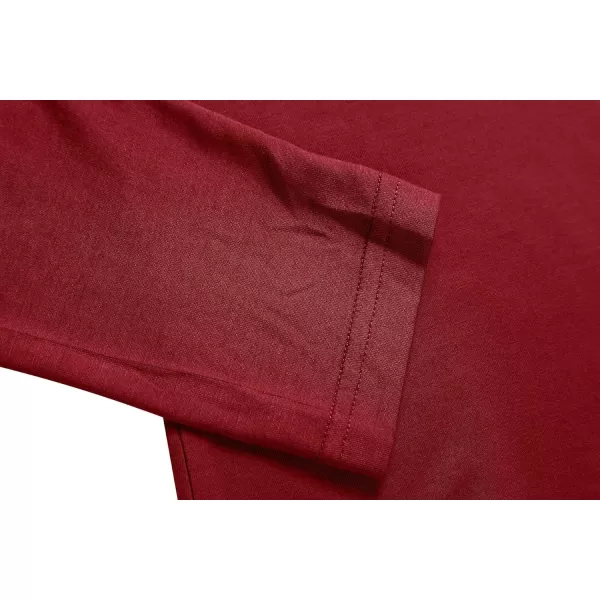 Herou Womens Long Sleeve Turtleneck Slim Fitted Lightweight Casual Active Layer Tops Shirts00burgundy Red