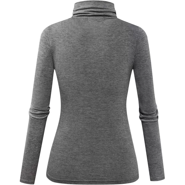 Herou Womens Long Sleeve Turtleneck Slim Fitted Lightweight Casual Active Layer Tops Shirts00grey
