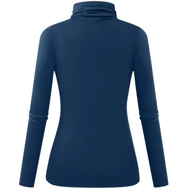 Herou Womens Long Sleeve Turtleneck Slim Fitted Lightweight Casual Active Layer Tops Shirts01beja Blue