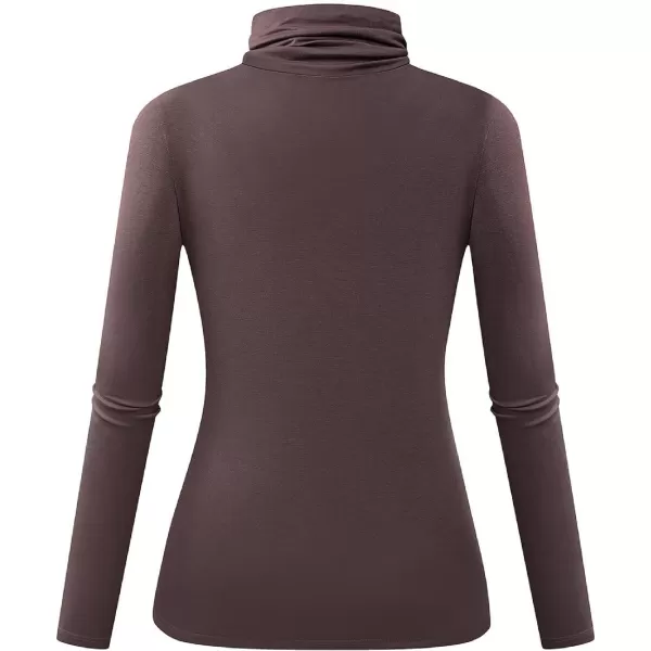 Herou Womens Long Sleeve Turtleneck Slim Fitted Lightweight Casual Active Layer Tops Shirts01cappuccino Brown