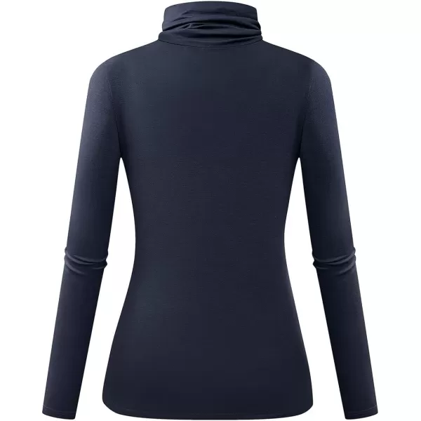 Herou Womens Long Sleeve Turtleneck Slim Fitted Lightweight Casual Active Layer Tops Shirts01navy Blue