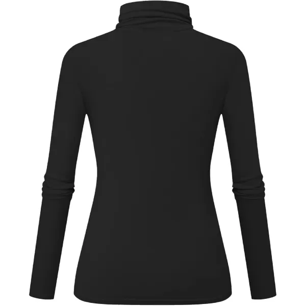 Herou Womens Long Sleeve Turtleneck Slim Fitted Lightweight Casual Active Layer Tops Shirts0black