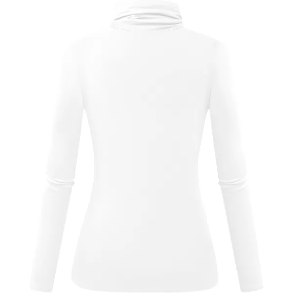 Herou Womens Long Sleeve Turtleneck Slim Fitted Lightweight Casual Active Layer Tops Shirts0white