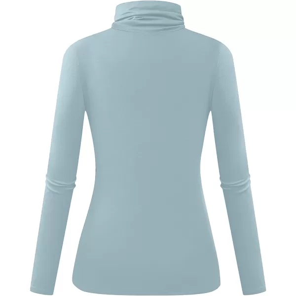 Herou Womens Long Sleeve Turtleneck Slim Fitted Lightweight Casual Active Layer Tops ShirtsBreezy Blue