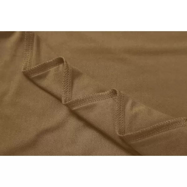 Herou Womens Long Sleeve Turtleneck Slim Fitted Lightweight Casual Active Layer Tops ShirtsDesert Tan