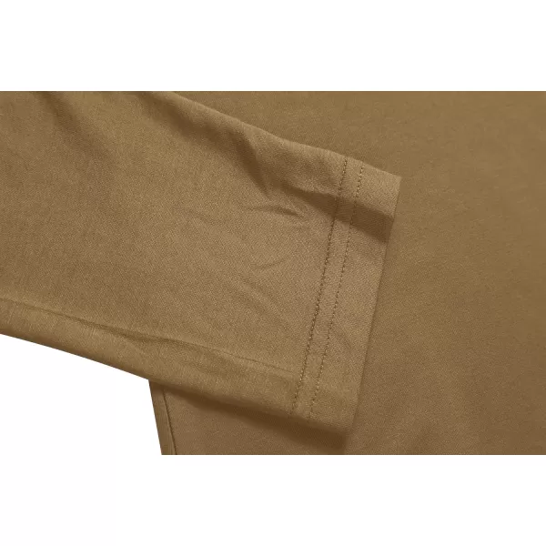 Herou Womens Long Sleeve Turtleneck Slim Fitted Lightweight Casual Active Layer Tops ShirtsDesert Tan