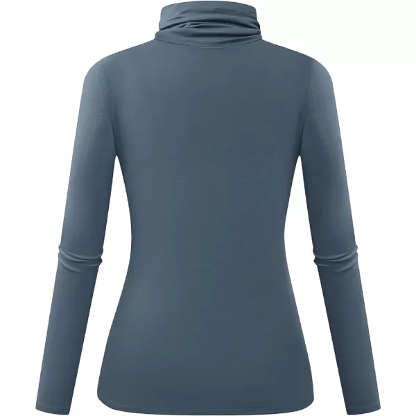 Herou Womens Long Sleeve Turtleneck Slim Fitted Lightweight Casual Active Layer Tops ShirtsDusty Blue