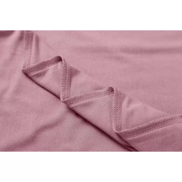 Herou Womens Long Sleeve Turtleneck Slim Fitted Lightweight Casual Active Layer Tops ShirtsDusty Pink