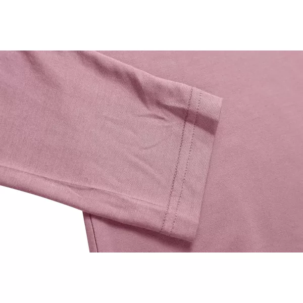 Herou Womens Long Sleeve Turtleneck Slim Fitted Lightweight Casual Active Layer Tops ShirtsDusty Pink