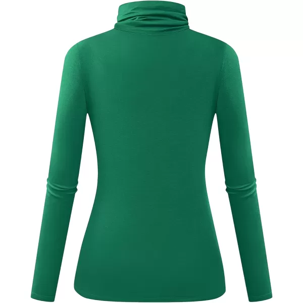 Herou Womens Long Sleeve Turtleneck Slim Fitted Lightweight Casual Active Layer Tops ShirtsGreen