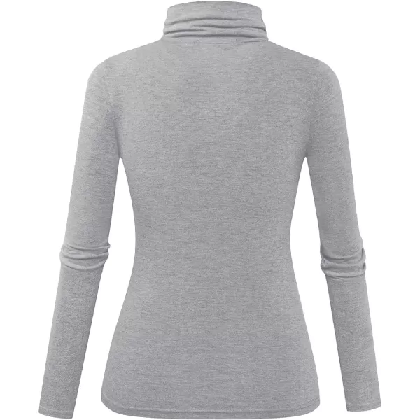 Herou Womens Long Sleeve Turtleneck Slim Fitted Lightweight Casual Active Layer Tops ShirtsLight Grey