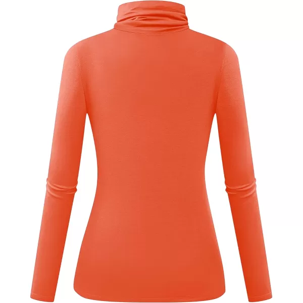 Herou Womens Long Sleeve Turtleneck Slim Fitted Lightweight Casual Active Layer Tops ShirtsOrange