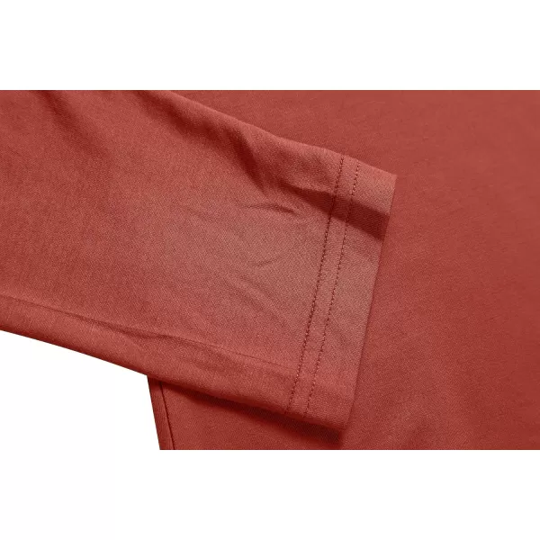 Herou Womens Long Sleeve Turtleneck Slim Fitted Lightweight Casual Active Layer Tops ShirtsRusty Red
