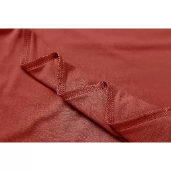 Herou Womens Long Sleeve Turtleneck Slim Fitted Lightweight Casual Active Layer Tops ShirtsRusty Red