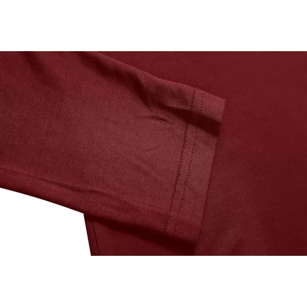 Herou Womens Long Sleeve Turtleneck Slim Fitted Lightweight Casual Active Layer Tops ShirtsWine
