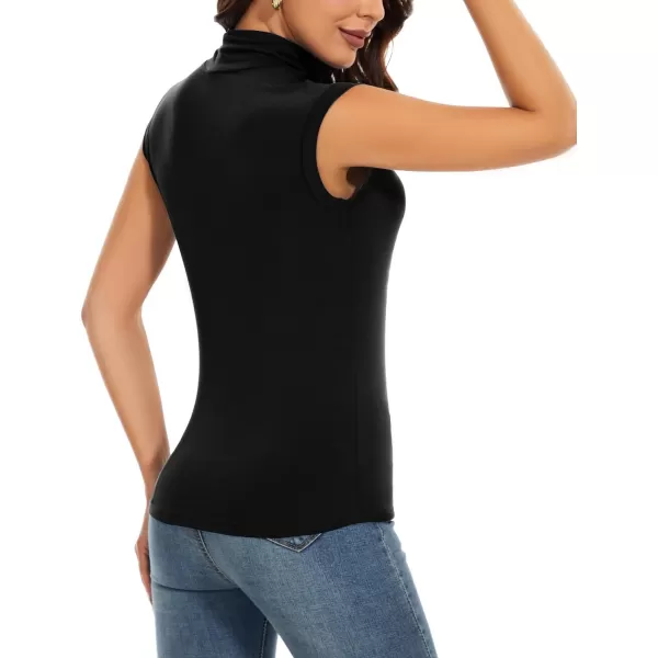 Herou Womens Long Sleeve Turtleneck Slim Fitted Lightweight Casual Active Layer Tops ShirtsZblack