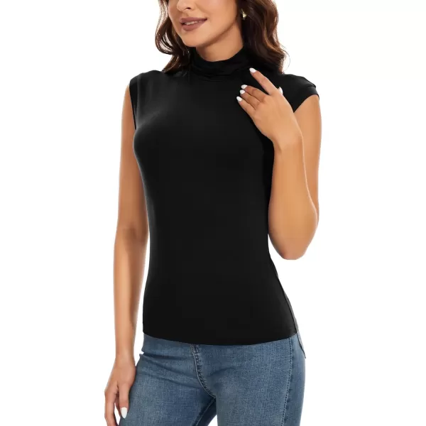 Herou Womens Long Sleeve Turtleneck Slim Fitted Lightweight Casual Active Layer Tops ShirtsZblack