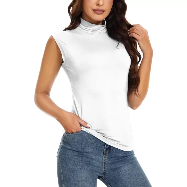Herou Womens Long Sleeve Turtleneck Slim Fitted Lightweight Casual Active Layer Tops ShirtsZwhite