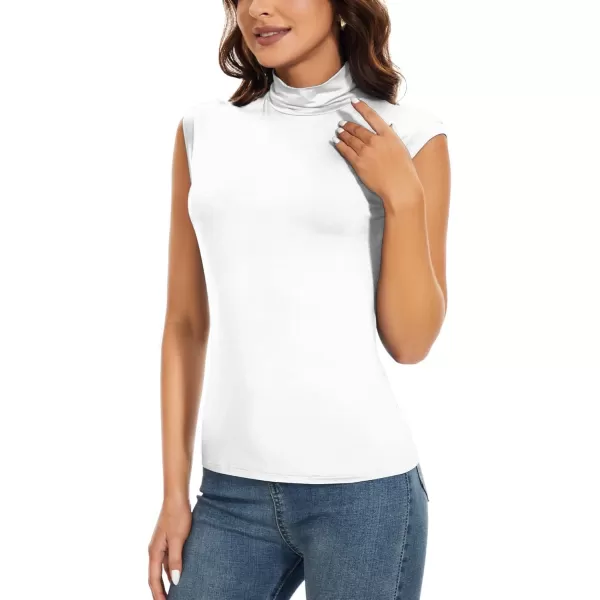 Herou Womens Long Sleeve Turtleneck Slim Fitted Lightweight Casual Active Layer Tops ShirtsZwhite
