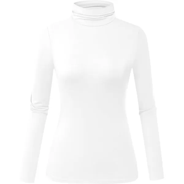 Herou Womens Long Sleeve Turtleneck Slim Fitted Lightweight Casual Active Layer Tops Shirts0white