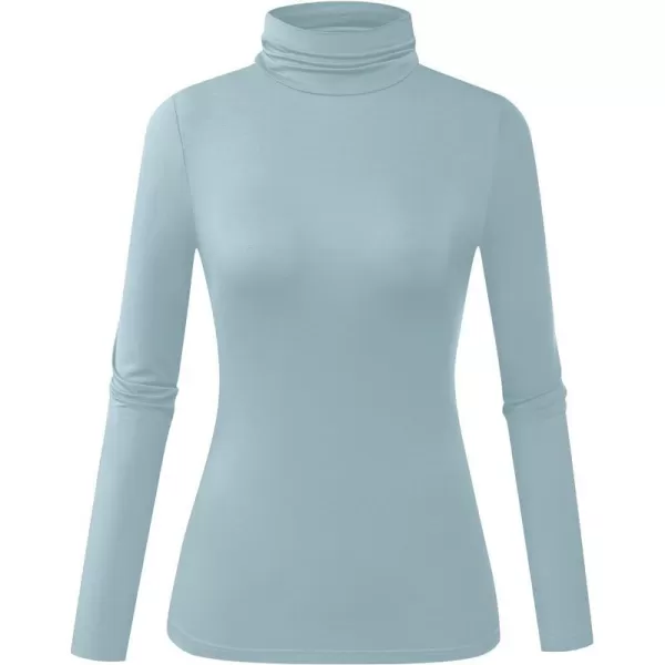 Herou Womens Long Sleeve Turtleneck Slim Fitted Lightweight Casual Active Layer Tops ShirtsBreezy Blue