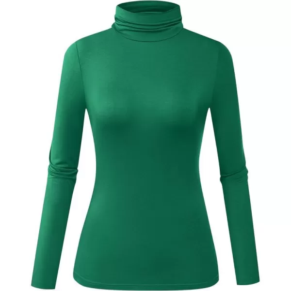 Herou Womens Long Sleeve Turtleneck Slim Fitted Lightweight Casual Active Layer Tops ShirtsGreen