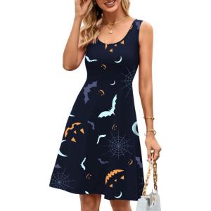 imageHerou Summer Beach Floral Dresses for Women A line Sleeveless Wide Strap High Waist Midi Tank DressHalloween04