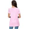 imageHerou V Neck Womens Tops Undershirt High Low Hem Lightweight Comfy Tees Pink Small