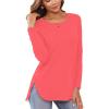 imageHerou Womens Casual Long Sleeve T Shirt Crewneck With Side Split Fall Pullover Loose Tunic Sweater TopsDusty Rose