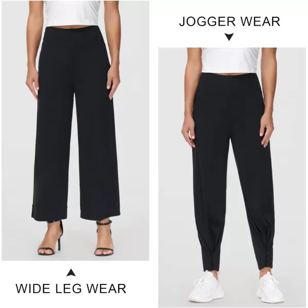 THE GYM PEOPLE Womens High Waist Loose Comfy Wide Leg Palazzo Yoga Pants Tummy Control Lounge Workout JoggersBlack