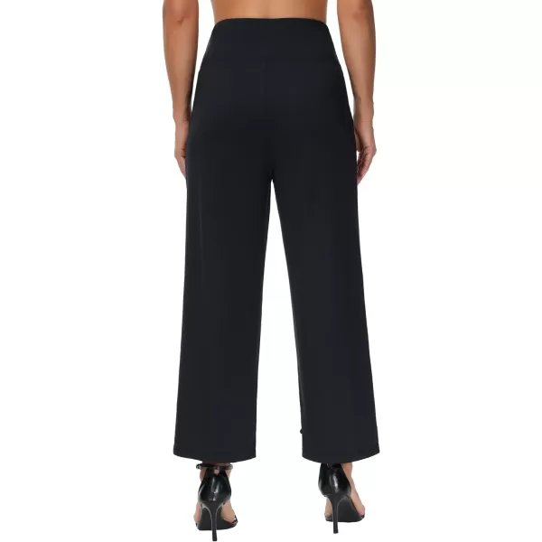 THE GYM PEOPLE Womens High Waist Loose Comfy Wide Leg Palazzo Yoga Pants Tummy Control Lounge Workout JoggersBlack