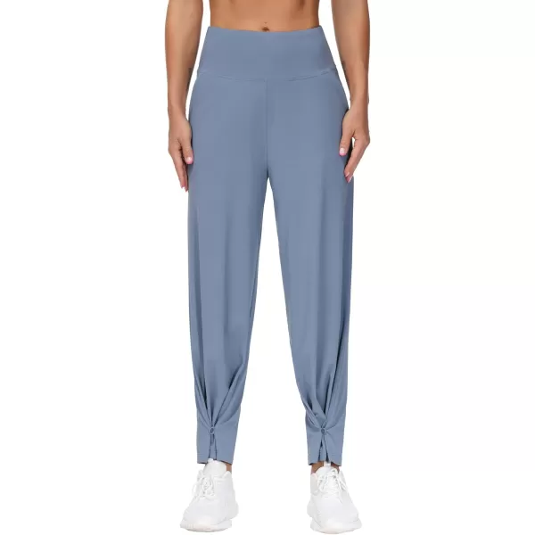 THE GYM PEOPLE Womens High Waist Loose Comfy Wide Leg Palazzo Yoga Pants Tummy Control Lounge Workout JoggersSky Blue