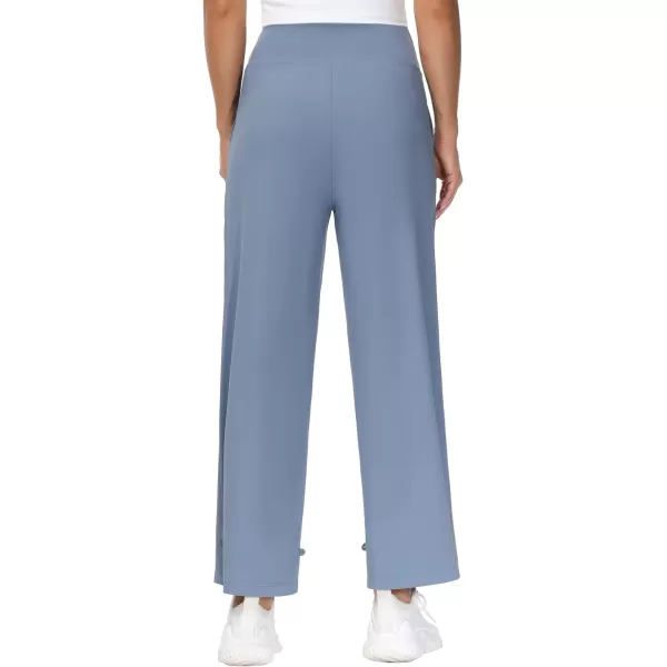 THE GYM PEOPLE Womens High Waist Loose Comfy Wide Leg Palazzo Yoga Pants Tummy Control Lounge Workout JoggersSky Blue