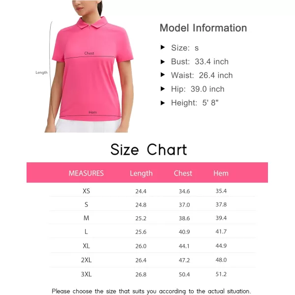 THE GYM PEOPLE Womens Short Sleeve Polo Shirts Zip Up Quick Dry Breathable Collared Golf Workout TopsBright Pink