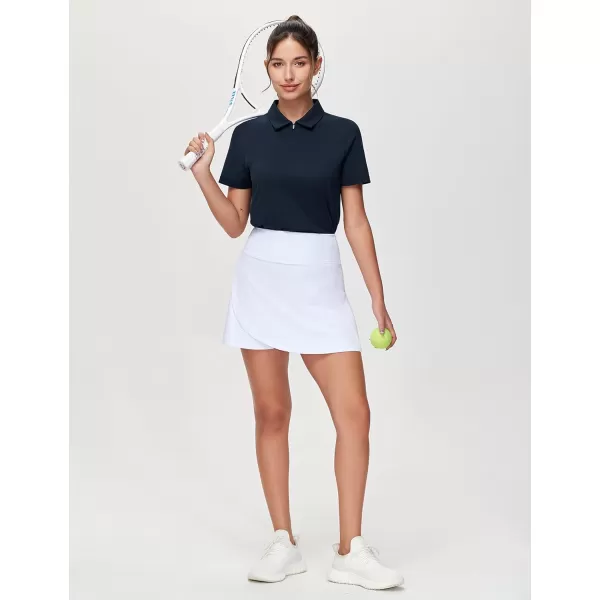 THE GYM PEOPLE Womens Short Sleeve Polo Shirts Zip Up Quick Dry Breathable Collared Golf Workout TopsNavy Blue