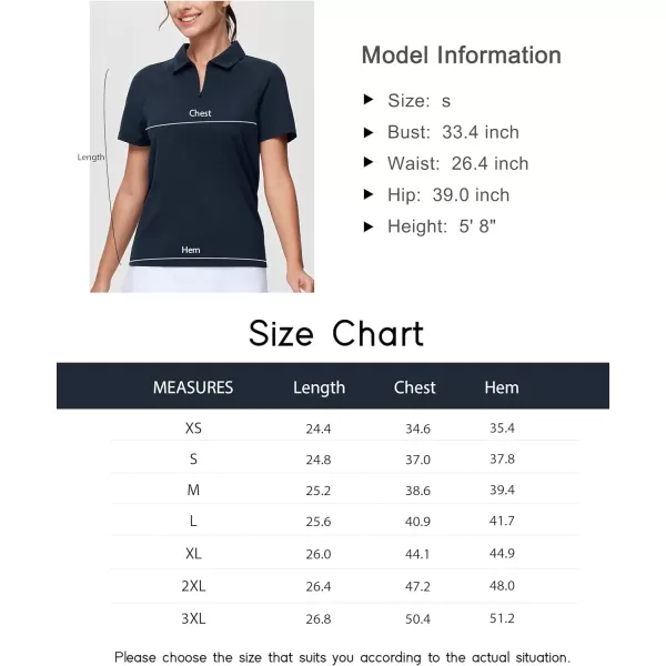 THE GYM PEOPLE Womens Short Sleeve Polo Shirts Zip Up Quick Dry Breathable Collared Golf Workout TopsNavy Blue