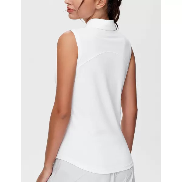 THE GYM PEOPLE Womens Sleeveless Tennis Polo Shirts Collared Slim Fit Breathable Workout Golf Tank TopsWhite