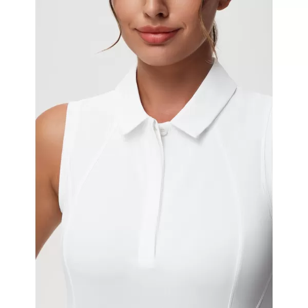 THE GYM PEOPLE Womens Sleeveless Tennis Polo Shirts Collared Slim Fit Breathable Workout Golf Tank TopsWhite