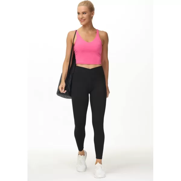 THE GYM PEOPLE Womens V Cross Waist Yoga Leggings with High Waisted Tummy ControlBlack