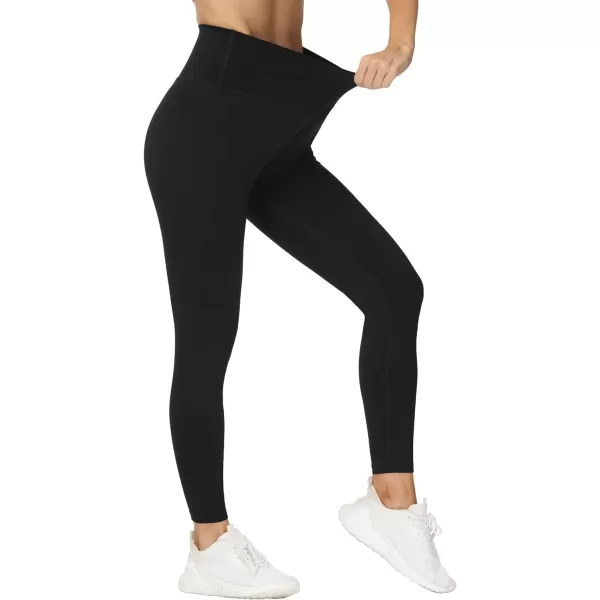 THE GYM PEOPLE Womens V Cross Waist Yoga Leggings with High Waisted Tummy ControlBlack