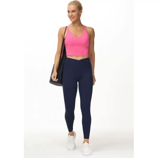 THE GYM PEOPLE Womens V Cross Waist Yoga Leggings with High Waisted Tummy ControlBlue
