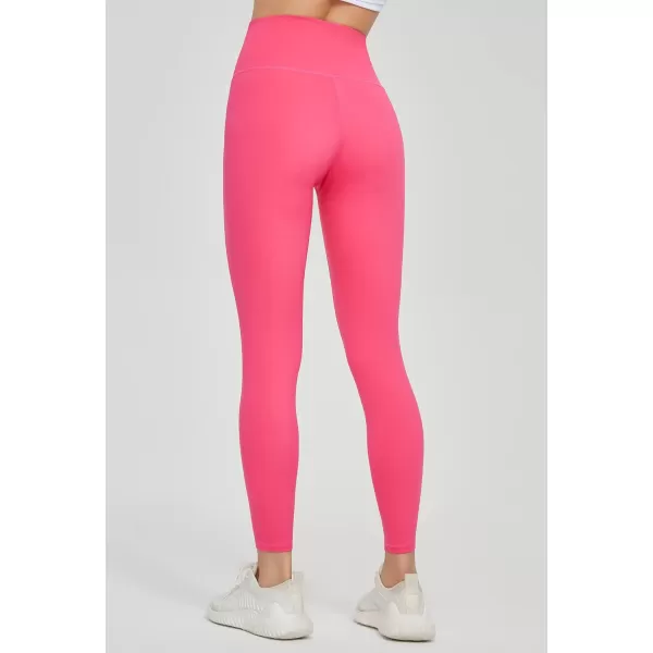 THE GYM PEOPLE Womens V Cross Waist Yoga Leggings with High Waisted Tummy ControlBright Pink
