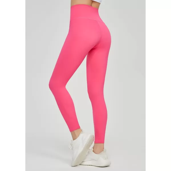 THE GYM PEOPLE Womens V Cross Waist Yoga Leggings with High Waisted Tummy ControlBright Pink