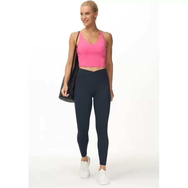 THE GYM PEOPLE Womens V Cross Waist Yoga Leggings with High Waisted Tummy ControlCharcoal Grey