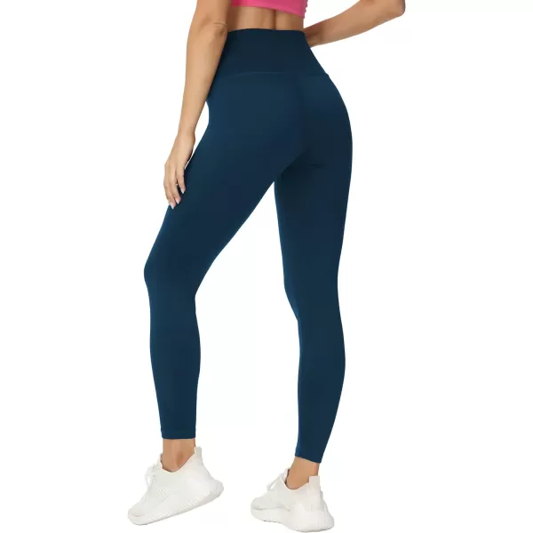 THE GYM PEOPLE Womens V Cross Waist Yoga Leggings with High Waisted Tummy ControlDark Blue Green