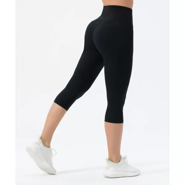 THE GYM PEOPLE Womens V Cross Waist Yoga Leggings with High Waisted Tummy ControlS Capris Black