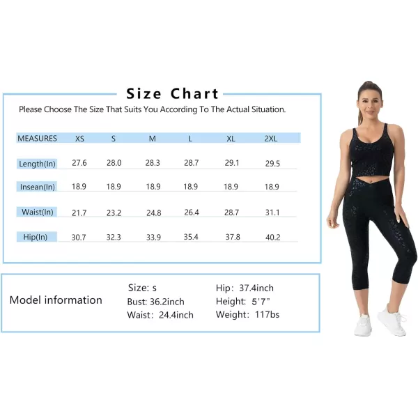 THE GYM PEOPLE Womens V Cross Waist Yoga Leggings with High Waisted Tummy ControlS Capris Black