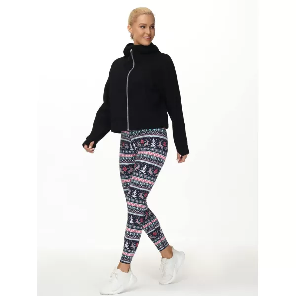 THE GYM PEOPLE Womens V Cross Waist Yoga Leggings with High Waisted Tummy ControlXmas Print Blue