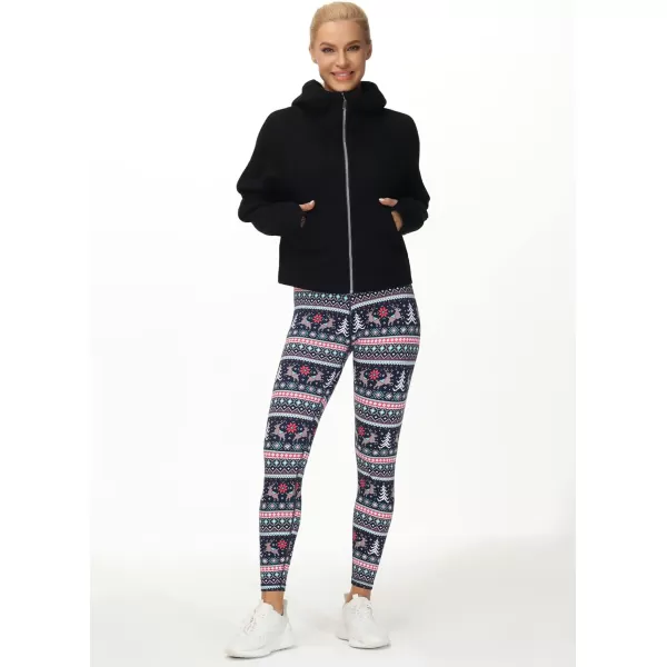 THE GYM PEOPLE Womens V Cross Waist Yoga Leggings with High Waisted Tummy ControlXmas Print Blue