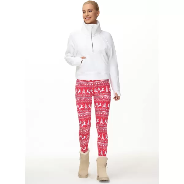 THE GYM PEOPLE Womens V Cross Waist Yoga Leggings with High Waisted Tummy ControlXmas Print Red